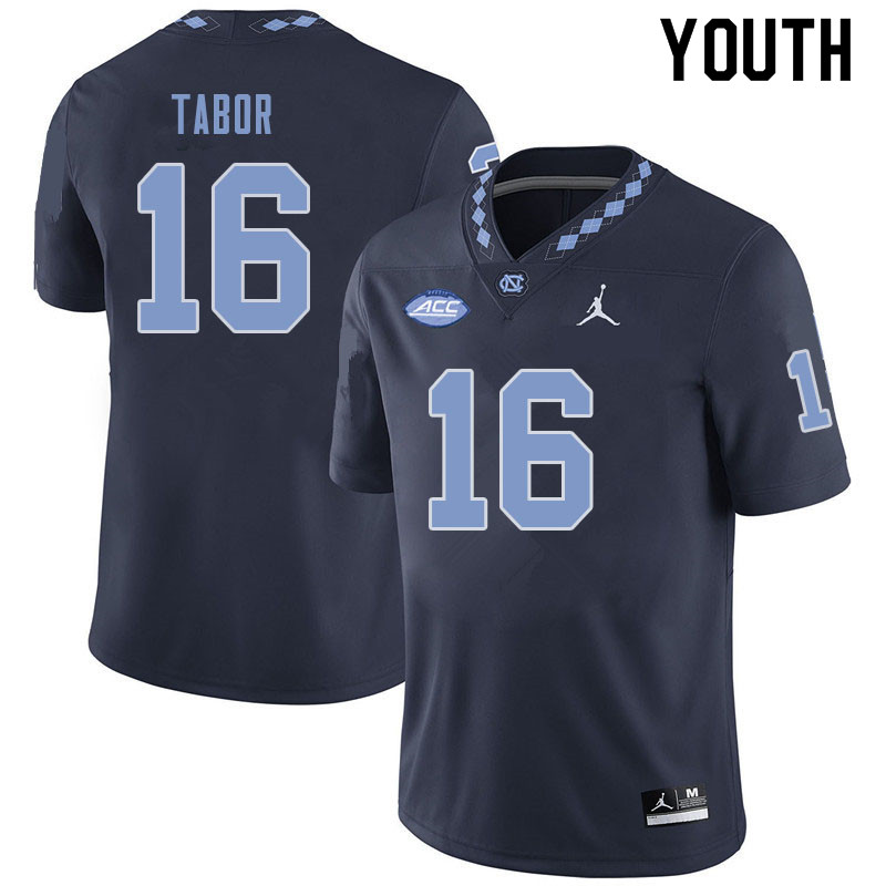 Youth #16 Russell Tabor North Carolina Tar Heels College Football Jerseys Sale-Navy